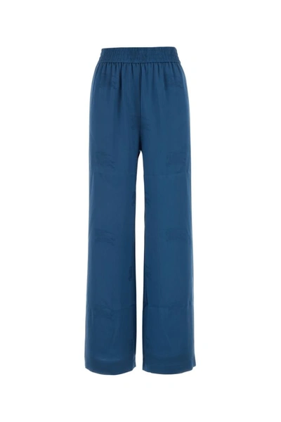 BURBERRY BURBERRY WOMAN BLUE SILK PANT