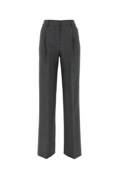 BURBERRY BURBERRY WOMAN DARK GREY WOOL WIDE-LEG PANT