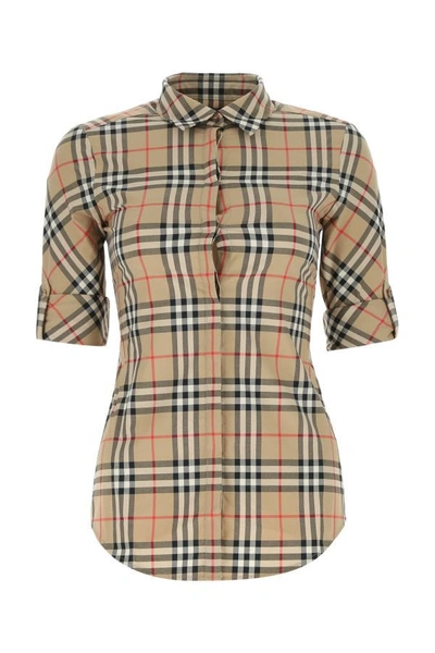 Burberry Vintage Check Cotton Shirt In Beige
