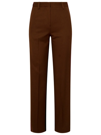 Burberry Woman Pantalone Lottie In Misto Lana Marrone In Brown