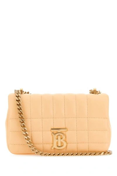 Burberry Woman Peach Leather Mini Lola Shoulder Bag In Pink