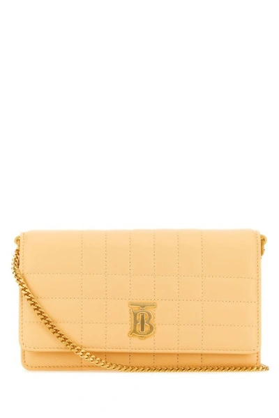 Burberry Woman Peach Leather Small Lola Crossbody Bag In Yellow