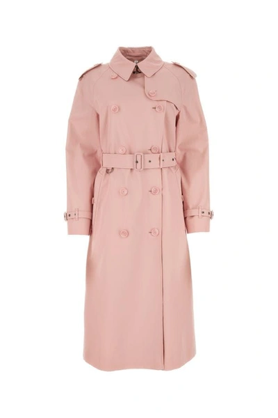 Burberry Woman Pink Gabardine Trench Coat