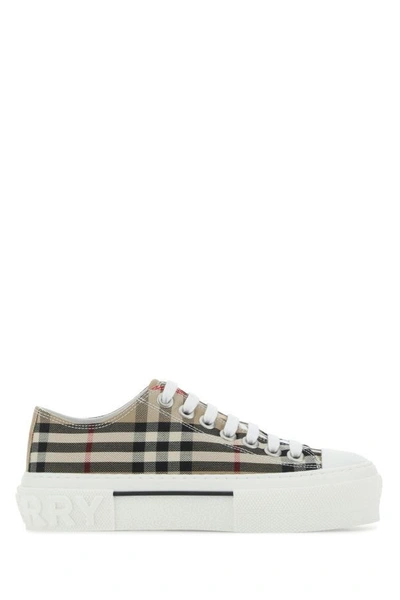 Burberry Checked Motif Canvas Trainers In Multicolor