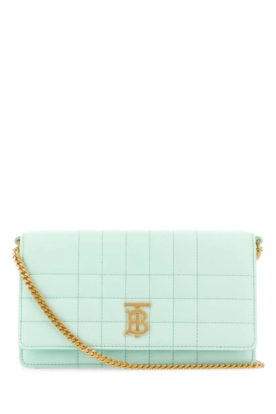 Burberry Woman Sea Green Leather Small Lola Crossbody Bag In Pastel