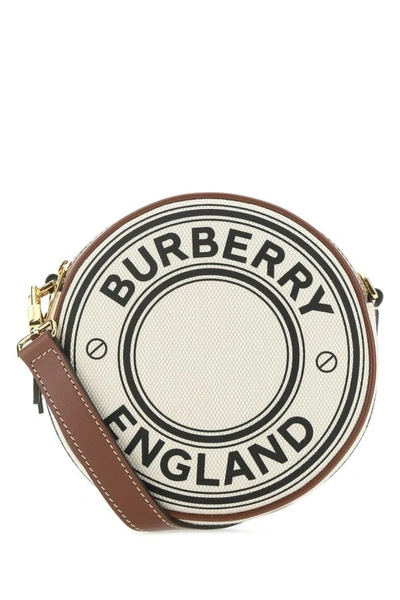 BURBERRY BURBERRY WOMAN TWO-TONE CANVAS AND LEATHER CROSSBODY BAG