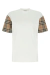 Burberry White T-shirt With Vintage Check Motif On The Sleeves In Cotton Woman In White