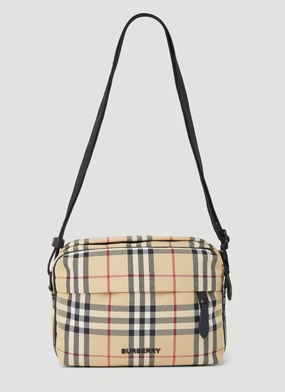 Burberry Women Check Crossbody Bag In Cream