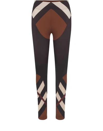 Burberry Check Print Stretch Leggings In Brown