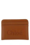 Chloé Chloe Sense Embroidered Logo Card Holder In Brown