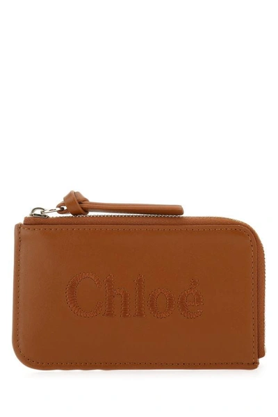 Chloé Chloe Woman Caramel Leather Card Holder In Brown