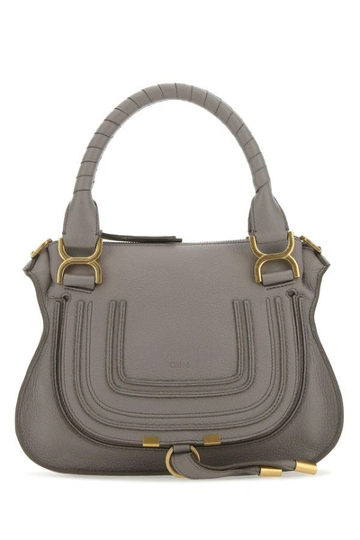 Chloé Chloe Woman Grey Leather Small Marcie Handbag In Gray