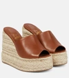 Christian Louboutin Ariella Zeppa Leather Wedge Espadrilles 130 In Brown