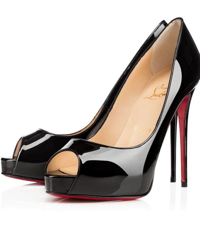 Christian Louboutin New Very Prive Patent Red Sole Pumps In Black