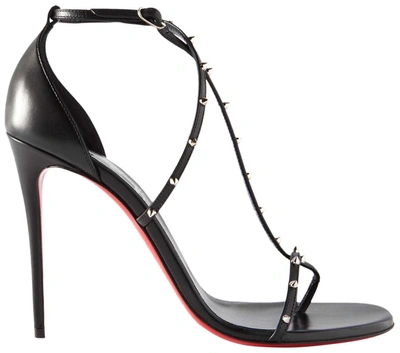 Christian Louboutin Women Black Riojana Spikes 100 Leather Sandals
