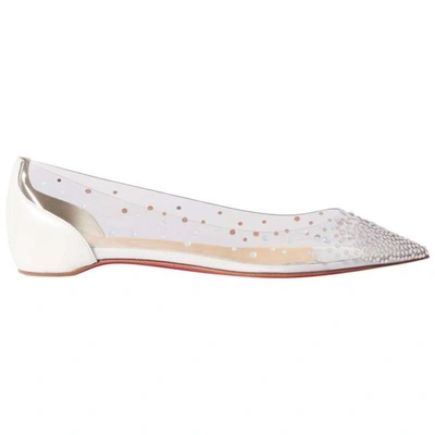 Christian Louboutin Women White Follies Crystal-embellished Pvc And Leather Point-toe Flats