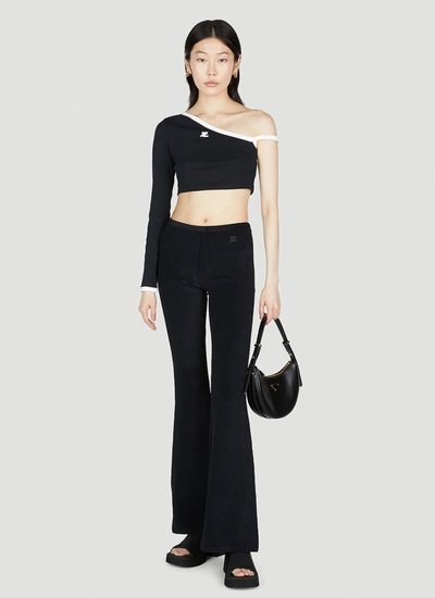 Courrèges Sunset Heritage Sponge Tech Flared Pants In Black