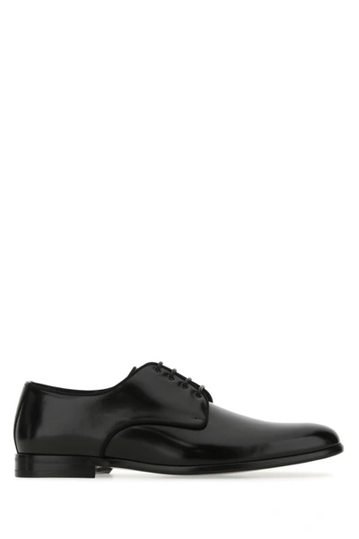 DOLCE & GABBANA DOLCE & GABBANA MAN BLACK LEATHER LACE-UP SHOES