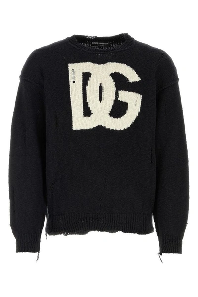 Dolce & Gabbana Man Black Cotton Blend Oversize Sweater