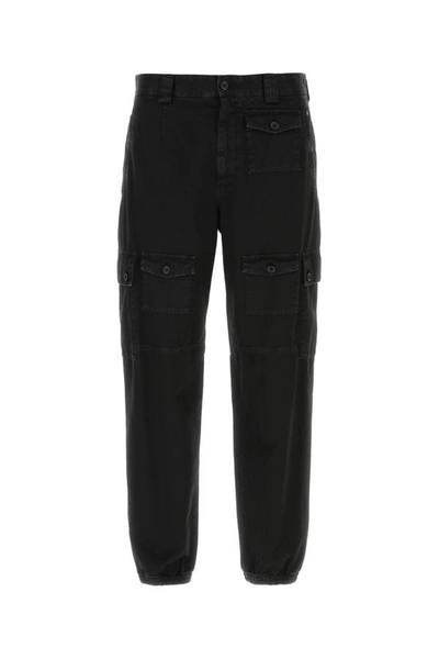 Dolce & Gabbana Black Cargo Pants With Multi-pockets In Cotton Man