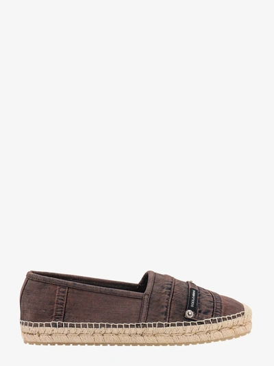 Dolce & Gabbana Logo-patch Denim Espadrilles In Brown