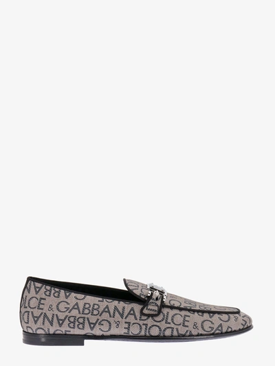 Dolce & Gabbana Jaquard Loafers In Brown
