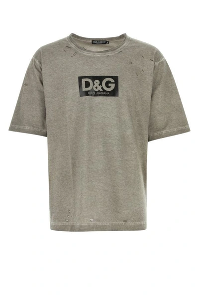 DOLCE & GABBANA DOLCE & GABBANA MAN MELANGE GREY COTTON OVERSIZE T-SHIRT