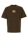 Dolce & Gabbana Cotton T-shirt With Logo Print In Brown