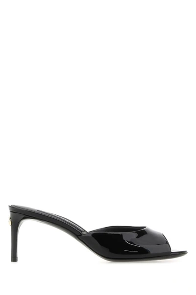 Dolce & Gabbana Black Leather Keira R 60 Mules In Black  