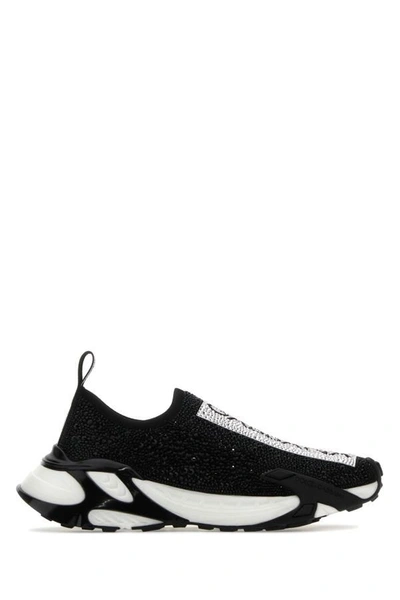 Dolce & Gabbana Fast Sneakers With Rhinestones In Black_white