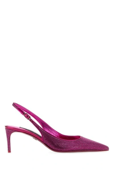 Dolce & Gabbana Lollo Crystal-embellished Slingback Pumps In Purple