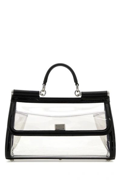 Dolce & Gabbana Two-tone Pvc And Leather Medium Sicily Handbag In Multicolor