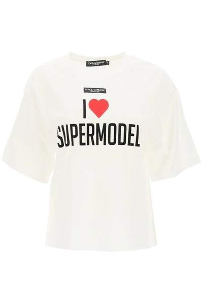 Dolce & Gabbana Women White Jersey Crystal Dg Logo Embellishment T-shirt Tee Shirt