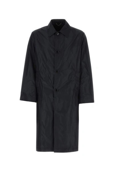 Dries Van Noten Man Navy Blue Polyester Overcoat