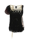 Dries Van Noten Fringed Crochet Knit Top In Black