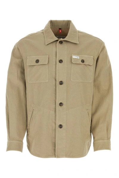 Fay Man Cappuccino Cotton Blend Shirt In Brown