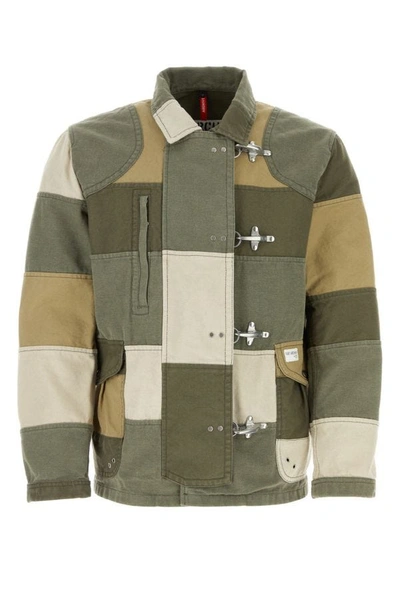 Fay Man Multicolor Cotton Jacket In Green