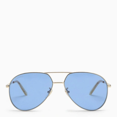 Gucci Aviator Blue Sunglasses Men In Silver