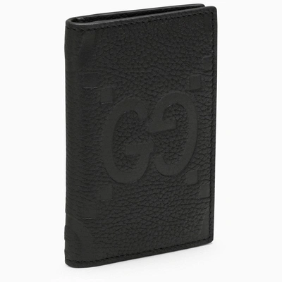Gucci Black Vertical Wallet In Jumbo Gg Men
