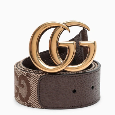 Gucci Jumbo Gg Marmont Wide Belt In Brown
