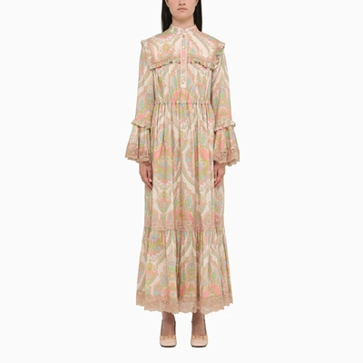 Gucci Floral Printed Ruffled Long In Pink