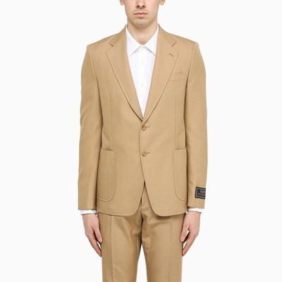 Gucci Single-breasted Cotton Blazer In Cream