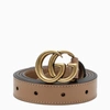 GUCCI GUCCI TAN LEATHER BELT WITH DOUBLE G BUCKLE WOMEN