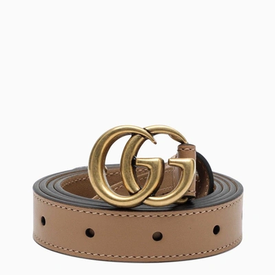 Gucci Tan Leather Belt With Double G Buckle Women In Cream
