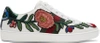 GUCCI GUCCI WHITE FLORAL AND BOW ACE SNEAKERS,431917 A38G0