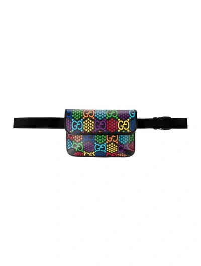 Gucci Women Belt Psychedelic Black Gg Supreme Canvas Cross Body Bag In Blue