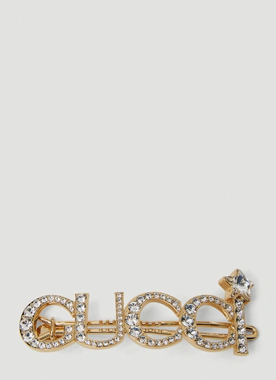 Gucci Crystal  Hair Slide In Gold