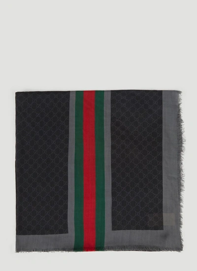 Gucci Women Gg Web Stripe Scarf In Black