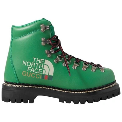 Gucci Women + The North Face Printed Green Leather Ankle Boots/booties