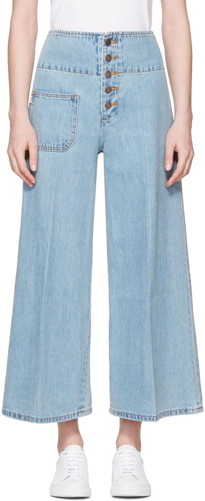 Marc Jacobs Cropped High-rise Wide-leg Jeans In Light Blue